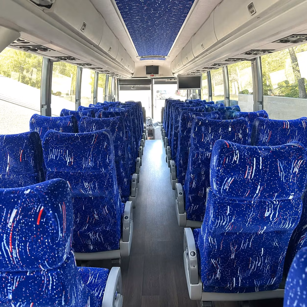 56 passenger charter bus inside